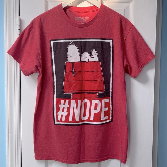 “#Nope” Cute Graphic Snoopy Red Tee Shirt PEANUTS From 2018 Collection Size M !! - Picture 1 of 8